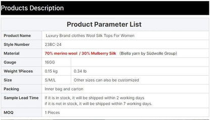 BC-24 High Quality Clothes For Ladies Merino Wool Sweater Silk Knitted Shirts Womens Clothing