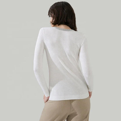 O neck long sleeved thin ladies jumper women's Clothing woolen tops 100% pure merino wool sweater for women