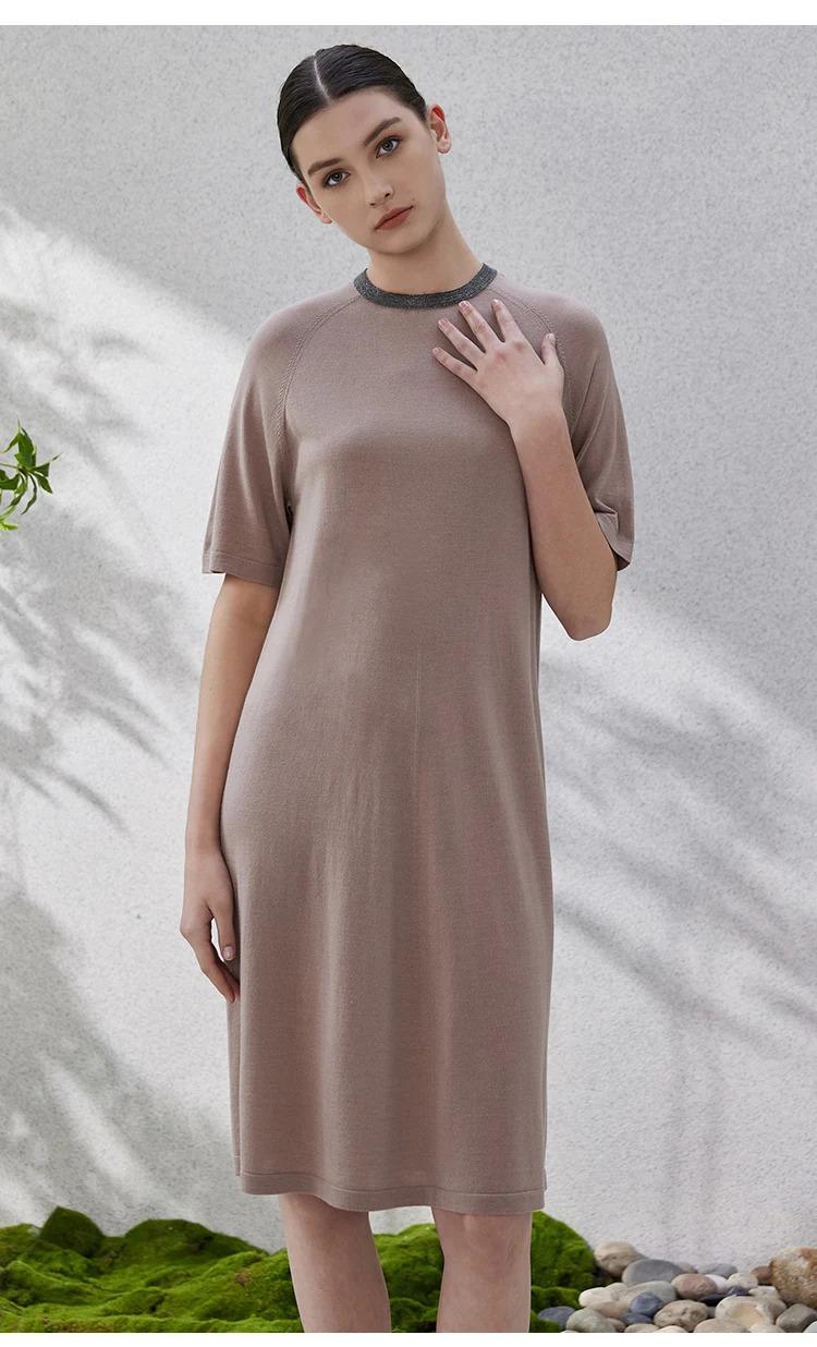 Bc-46 Ladies Clothes Women's Clothing Sleeveless Dresses For Women Merino Wool Silk Luxury short sleeve Dress loose