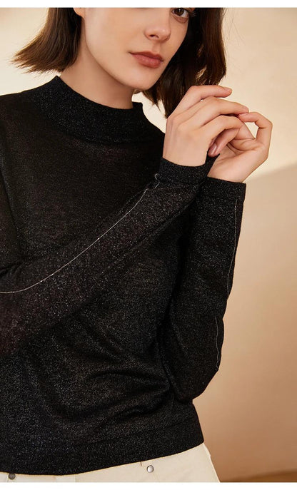 BC-266 Half High Collar Woollen Undershirt Wool Top Quality Thin Knitted Women's Sweaters Pullovers Clothes