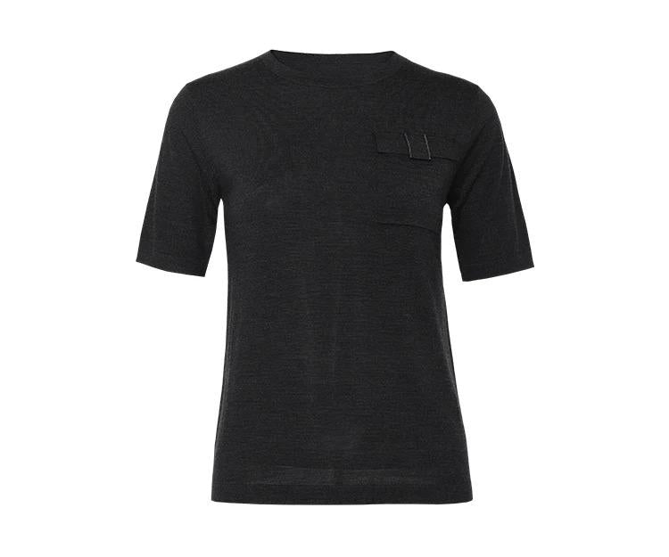 BC-26 Middle-aged  Summer ladies High Quality Clothes Merino Wool Silk Sweaters Knitted Tshirts Womens Luxurious Clothing