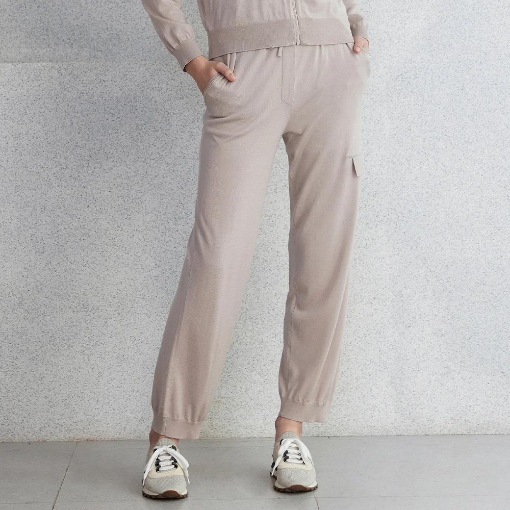 BC-15 boutique BC womens clothing long steight pants for women merino wool silk trousers for ladies