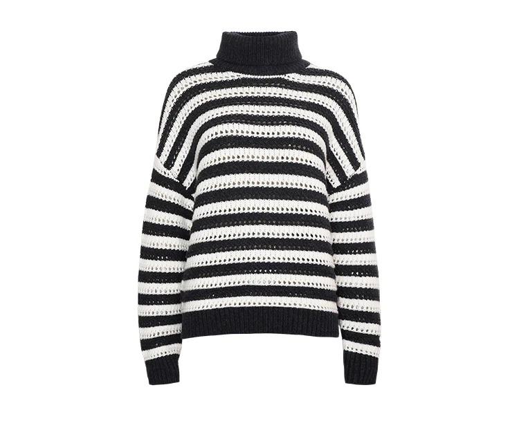 BC-290 Colorblocking Turtle Neck 100% Wool Clothes Knit Knitwear Women's Clothing Sweaters Woolen Sweater