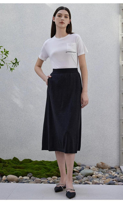 BC-47 Luxurious Clothes Ladies Merino Wool Silk Skirts Womens Clothing Elegant Summer