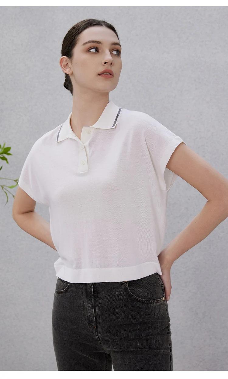 BC-22 Wool Silk Polo Shirts Merino Woolen Sweaters Tops For Women Premium Clothing Ladies Boutique clothes