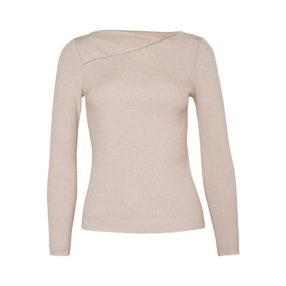 BC-296 Luxurious Asymmetric Collar 16GG 3/80NM 100% Merino Jumper For Women Wool Women's Sweaters ClothesKnit Sweater Knit Top