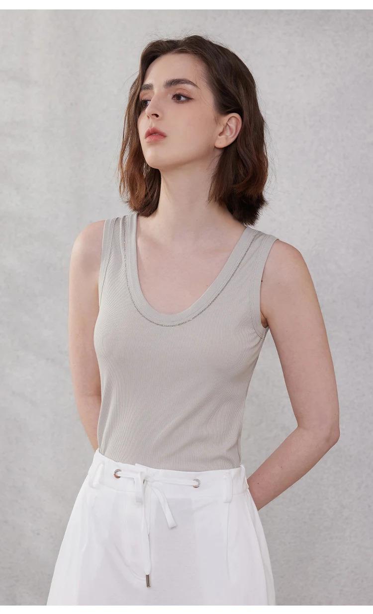 K2098W luxurious Womens Clothing Ladies summer vest High quality silk wool Tencel clothes