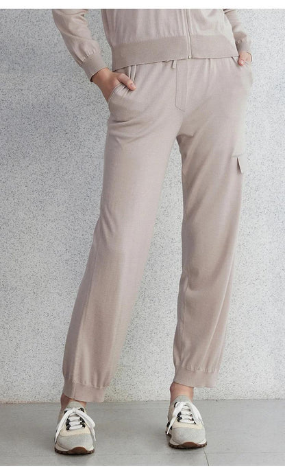 BC-15 boutique BC womens clothing long steight pants for women merino wool silk trousers for ladies