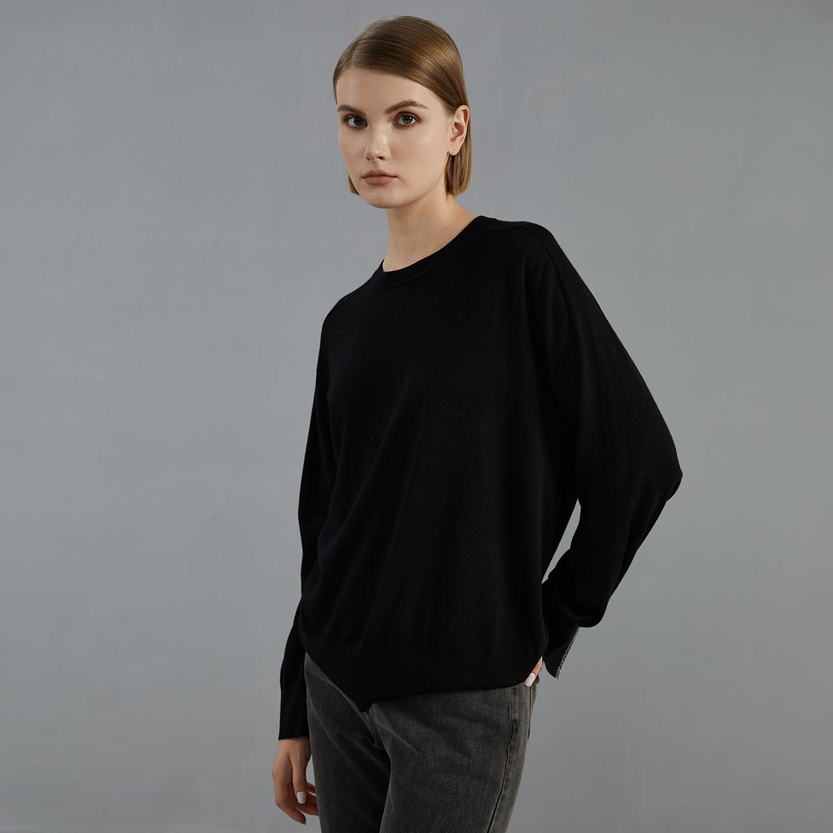 SFL BC865 High Quality Luxury Women's Clothing Round Neck Long Sleeve 100% Merino Wool Knitted Sweater