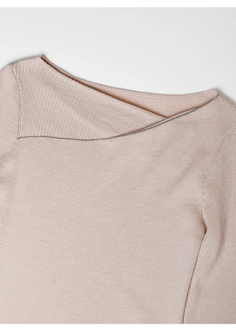 BC-296 Luxurious Asymmetric Collar 16GG 3/80NM 100% Merino Jumper For Women Wool Women's Sweaters ClothesKnit Sweater Knit Top