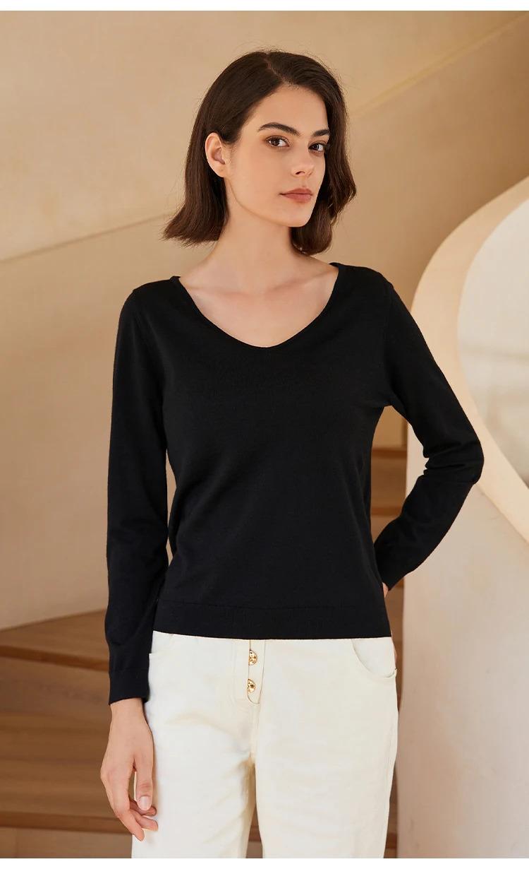 BC-215 Thin Loose 80NM 16GG 100% Merino Wool Knitted Sweater For Women Women's Clothing Women's Sweaters