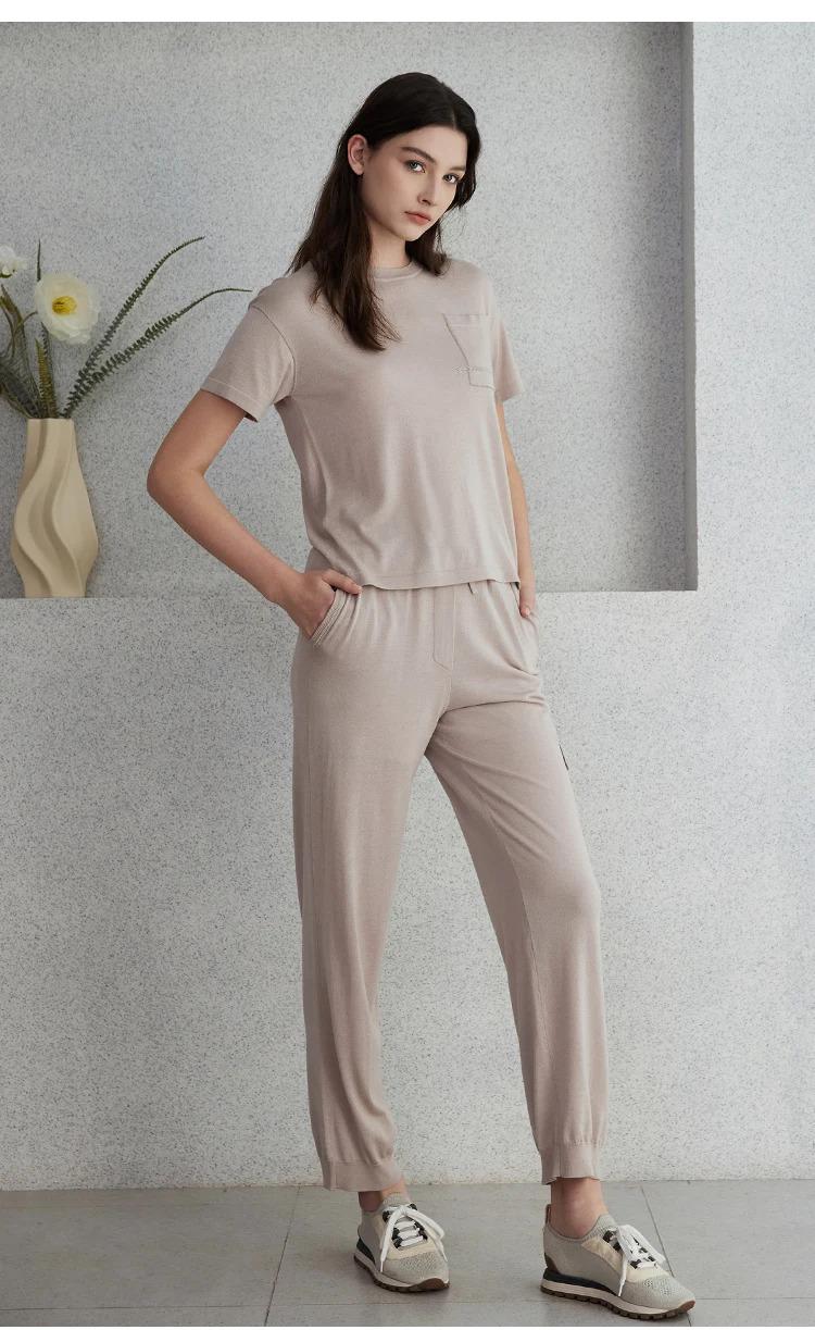 BC-15 boutique BC womens clothing long steight pants for women merino wool silk trousers for ladies