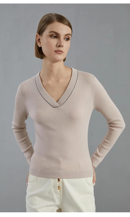 BC696  luxury brand women's Clothing Autumn thin knitted pullover Ladies bright 100% merino wool sweaters