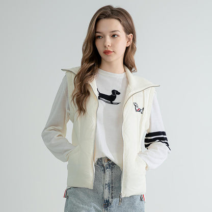 SFL TC666 High quality luxury brand women's 100% wool panelled white goose down jacket vest