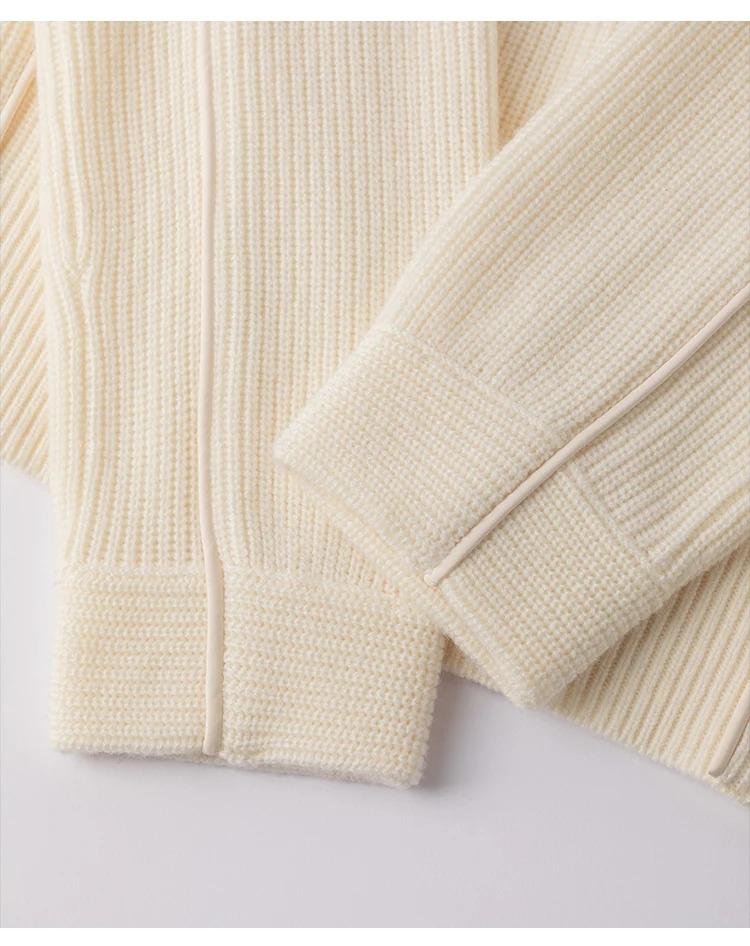 BC-307 In Stock Luxury Turn Collar Half Zipper 100% Wool Clothes Women Sweater Knit Sweater Woman Pullover Sweater