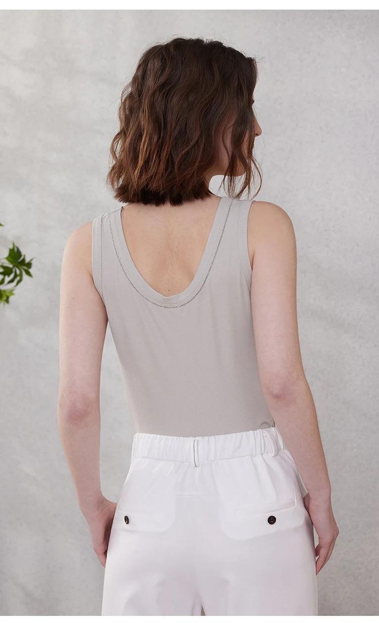 K2098W luxurious Womens Clothing Ladies summer vest High quality silk wool Tencel clothes