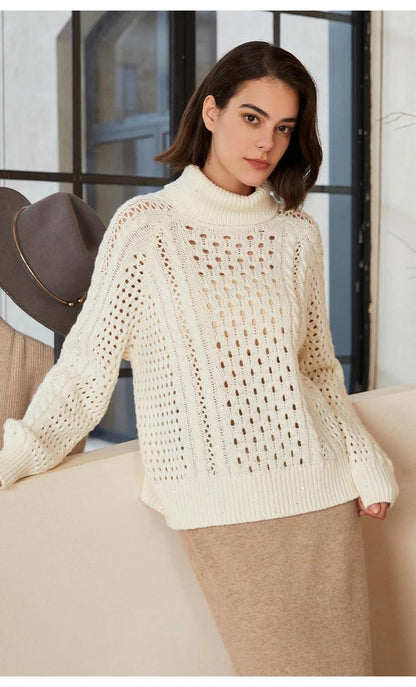 BC-348 In Stock Turtleneck Clothes 100% Wool Cardigan Sweater Western Sweater Women's Jumper Knitted Jumper