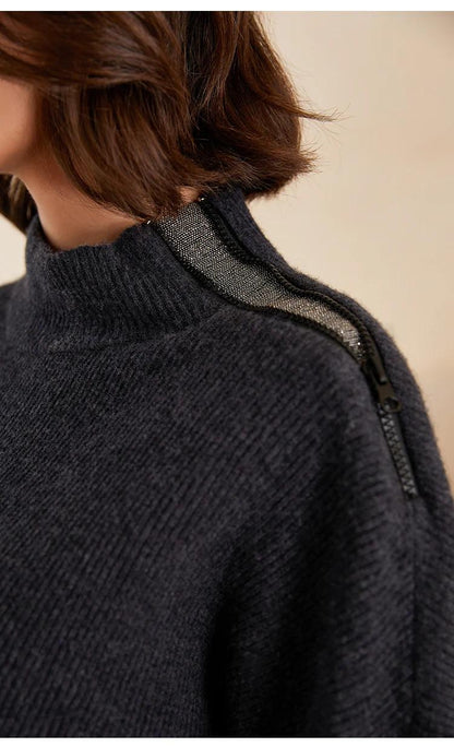 BC-241 Half High Collar 12GG 100% Wool Cardigan Sweater Knitting Wool Knitwear Women Knit Sweater Women's Sweaters Clothes