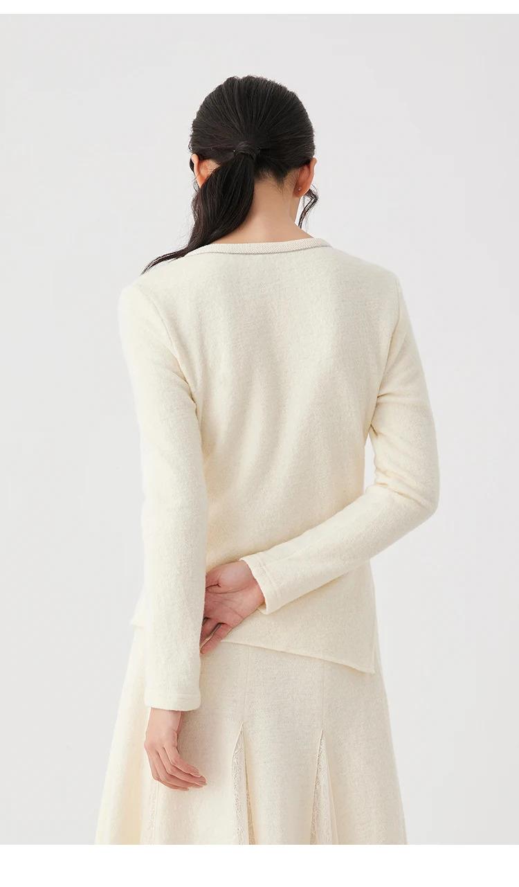 K2693W 53% Merino Wool 47% Combed Cotton Autumn Winter Knitted Base Layer High Quality Luxury Women's Clothing