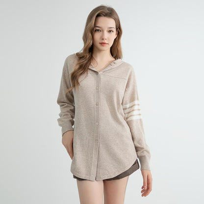 SFL TC745 High quality luxury women's clothing luxury brand 100% merino wool hoodie cardigan