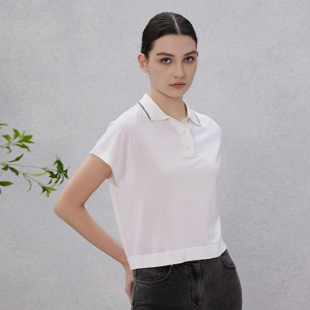 BC-22 Wool Silk Polo Shirts Merino Woolen Sweaters Tops For Women Premium Clothing Ladies Boutique clothes