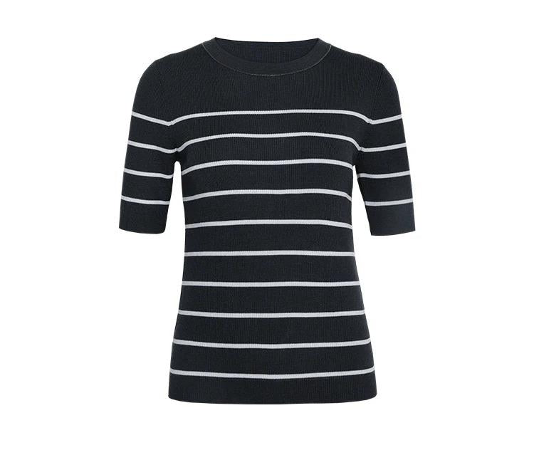 BC-28 Summer Ladies Luxury Brand Clothes Merino Wool Sweaters Silk Striped Tops For Women High Quality Clothing