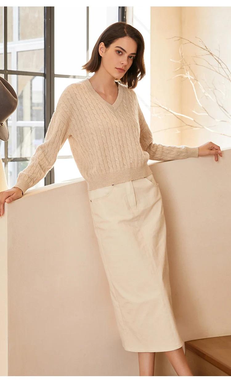 BC-254 V-neck fit pullover 100% pure wool sweaters woman clothes knit sweater luxury women's clothes clothing for ladies