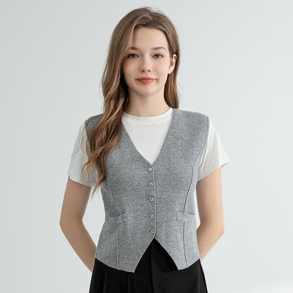 SFL TC684 High quality luxury brand women's 100% merino wool vest