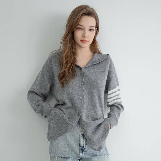 SFL TC745 High quality luxury women's clothing luxury brand 100% merino wool hoodie cardigan