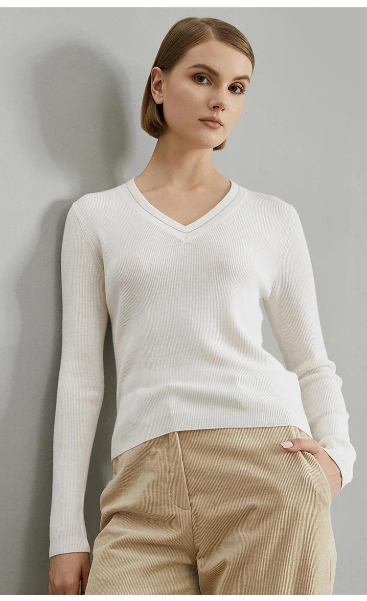 Bcenclosure autumn thin long-sleepted pullover luxury brand WOMEN'S 100% merino wool sweater