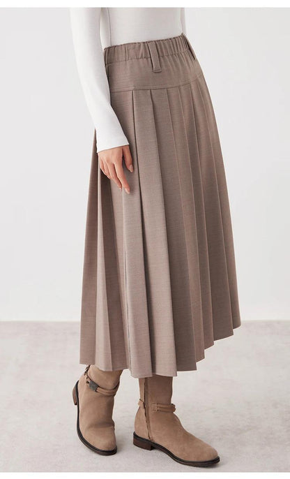 K2691W Australian wool autumn and winter midi pleated skirt high quality luxury women's clothing