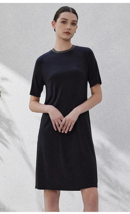 Bc-46 Ladies Clothes Women's Clothing Sleeveless Dresses For Women Merino Wool Silk Luxury short sleeve Dress loose