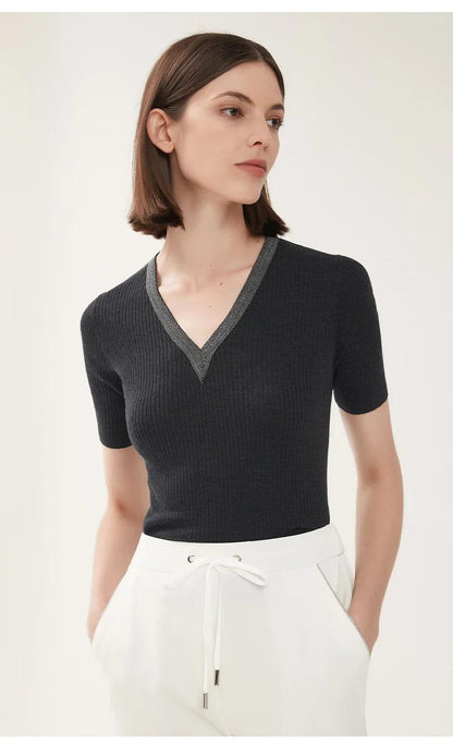 BC-227 Clothes Merino Wool Knit Sweaters Silk Tops For Women Luxury Clothing Manufacturers