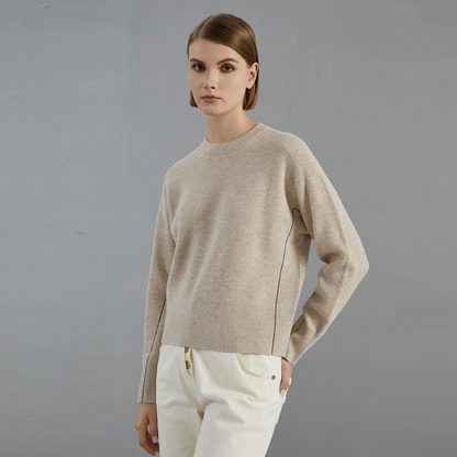 SFL BC705 autumn 100% Merino Wool Crew Neck Knit pullover Sweater High Quality Luxury Brand Womens clothing