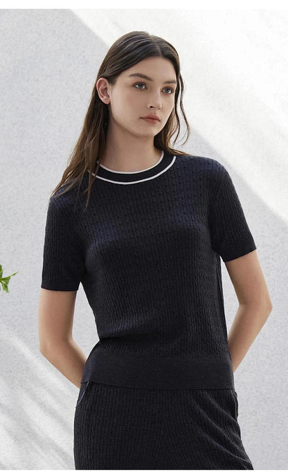 BC-2 Luxury Crew Neck Wool Silk Knitted Tops For Women Sweater Clothes Knitwear bc womens clothing Free Shipping