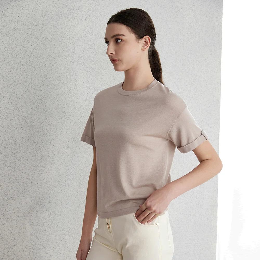 BC-49 Short Sleeved 2024 Summer Knitted Sweater Luxury Women's Clothing Silk Merino Wool tshirts