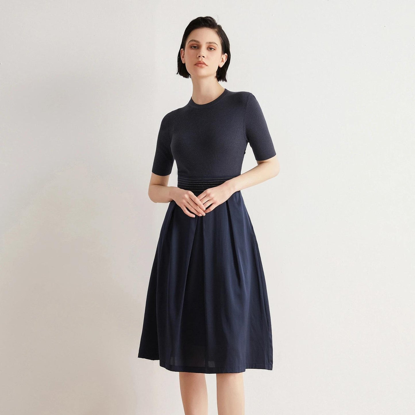 BC-64 designer clothing ladies merino wool silk casual elegant dress womens manufacturers for brand clothing