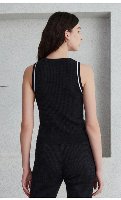 BC-21 Luxury Womens Clothing Silk Wool Knitted Sleeveless Sweater Vest Ladies Tops for Women