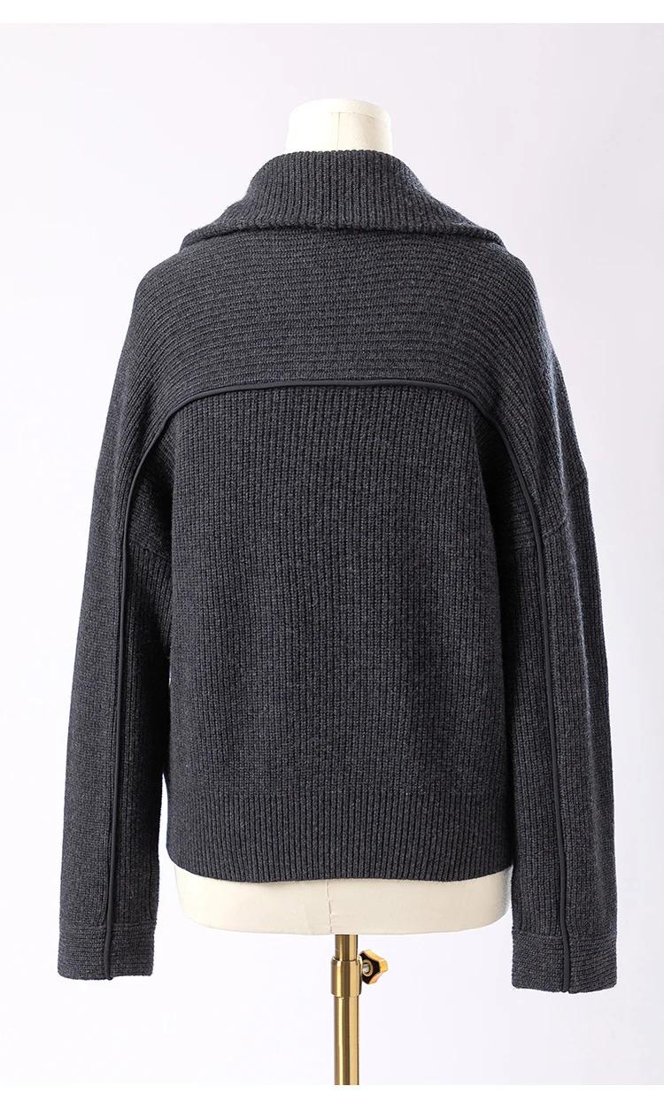 BC-307 In Stock Luxury Turn Collar Half Zipper 100% Wool Clothes Women Sweater Knit Sweater Woman Pullover Sweater