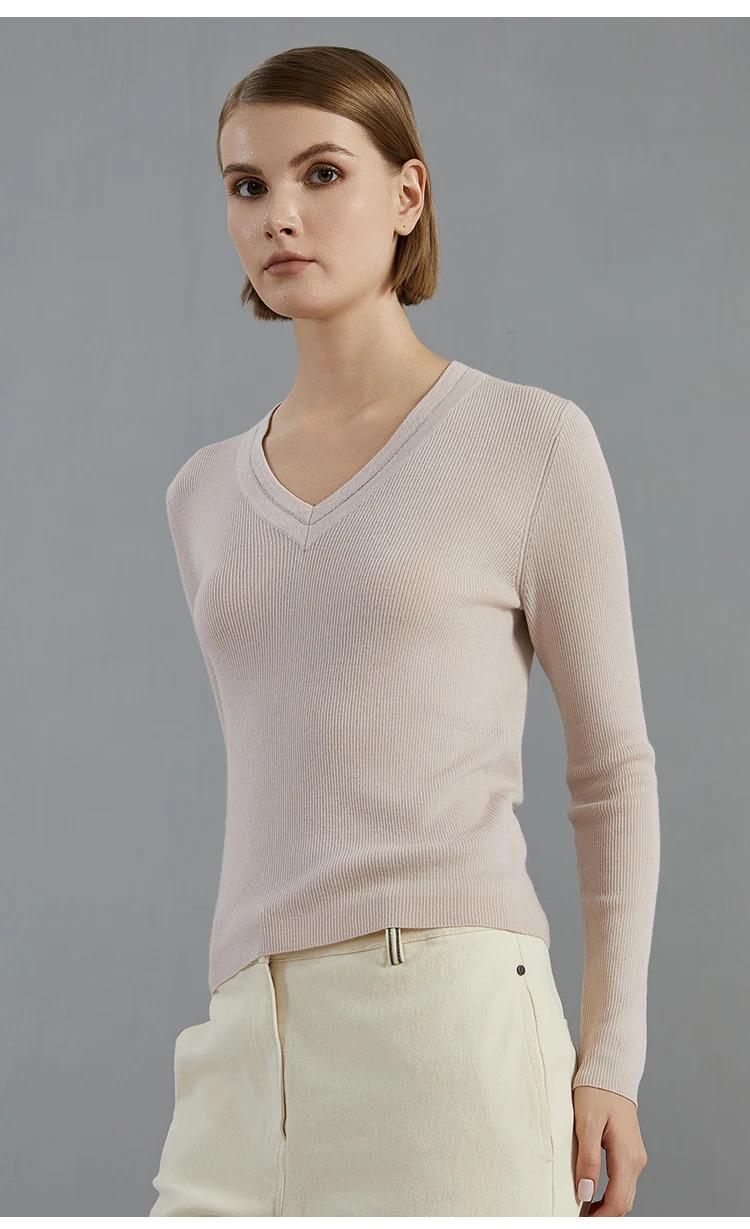 Bcenclosure autumn thin long-sleepted pullover luxury brand WOMEN'S 100% merino wool sweater