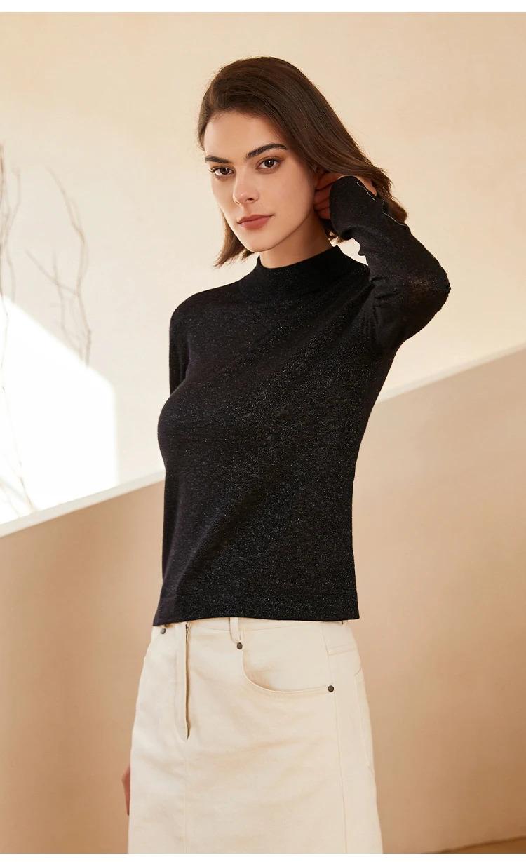 BC-266 Half High Collar Woollen Undershirt Wool Top Quality Thin Knitted Women's Sweaters Pullovers Clothes