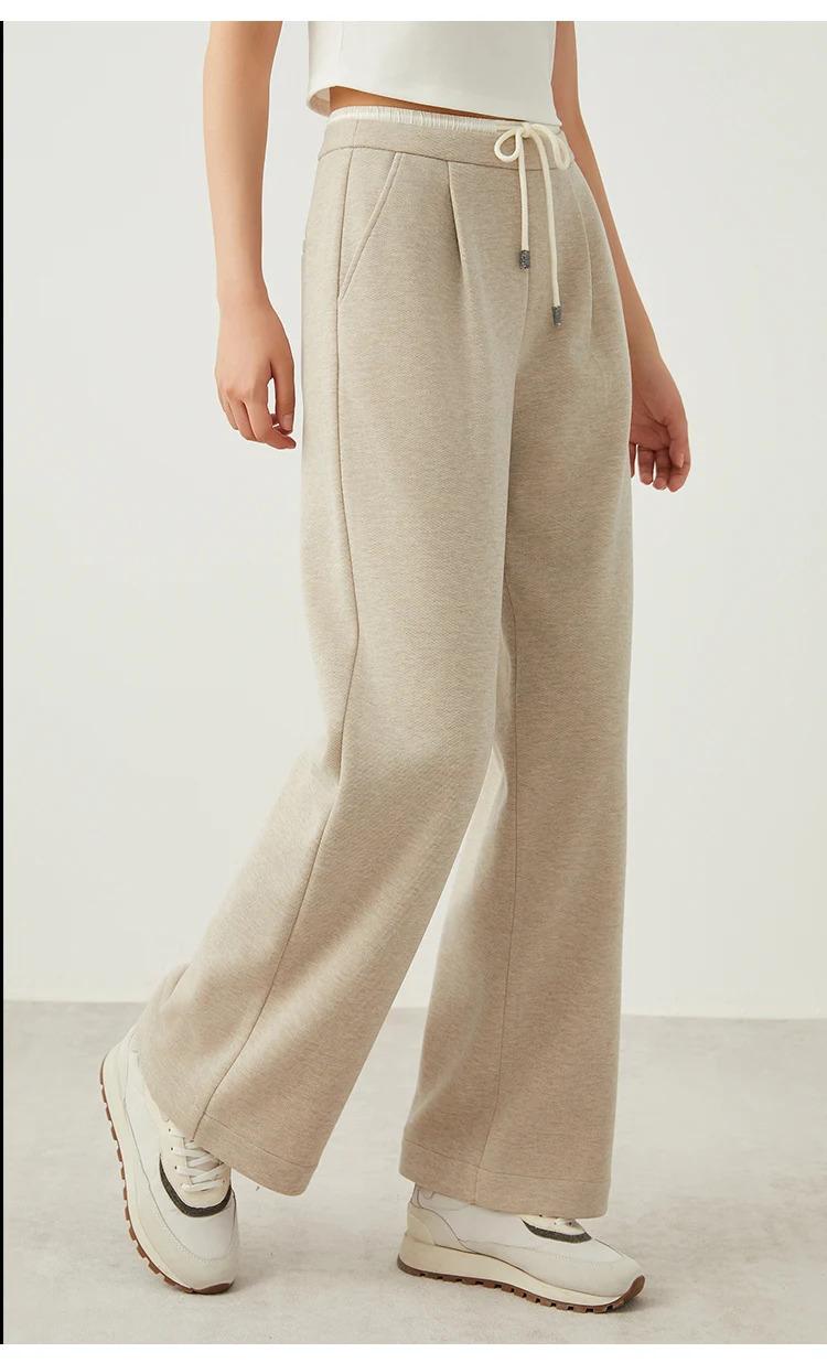 K2651W Winter high-quality luxury women's acetate wool and silk blend casual trousers