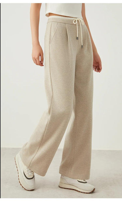 K2651W Winter high-quality luxury women's acetate wool and silk blend casual trousers