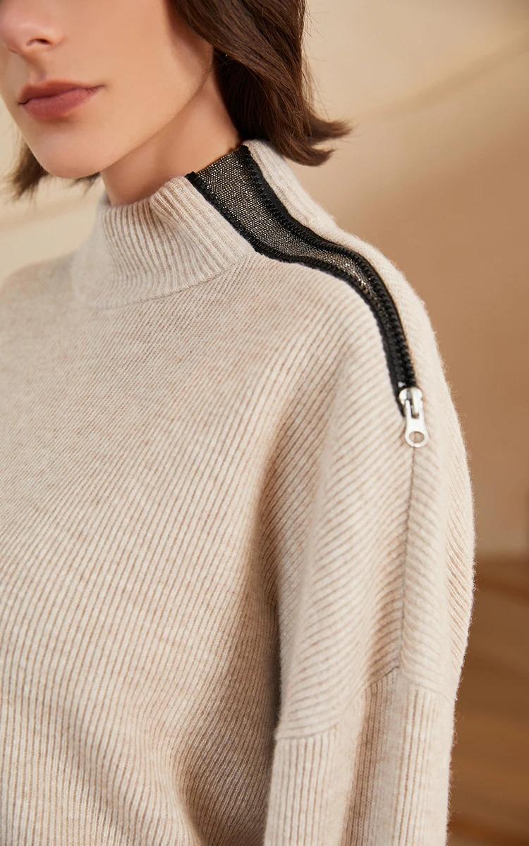 BC-241 Half High Collar 12GG 100% Wool Cardigan Sweater Knitting Wool Knitwear Women Knit Sweater Women's Sweaters Clothes