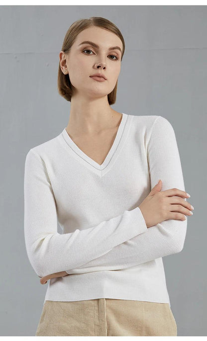 Bcenclosure autumn thin long-sleepted pullover luxury brand WOMEN'S 100% merino wool sweater