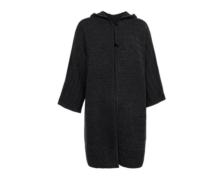 BC-309 Thick 100% Pure Wool Button Hooded Knit Mid-Length Sweater Coat For Women Hoodie Cardigan Women Cardigan Sweater Clothes