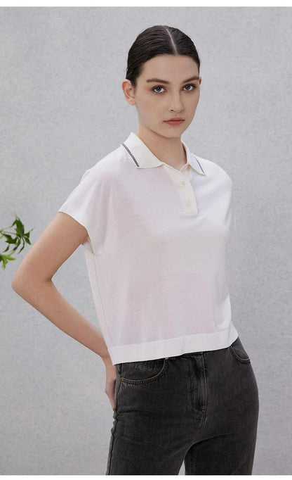 BC-22 Wool Silk Polo Shirts Merino Woolen Sweaters Tops For Women Premium Clothing Ladies Boutique clothes