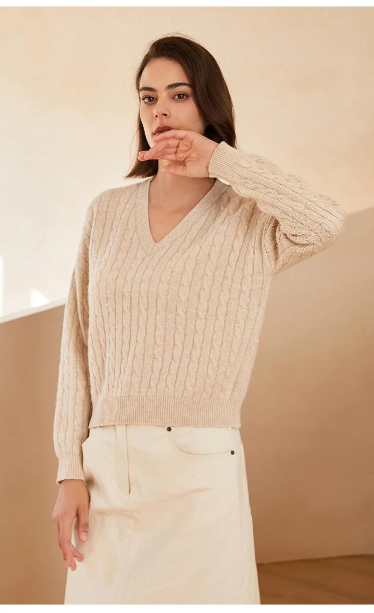 BC-254 V-neck fit pullover 100% pure wool sweaters woman clothes knit sweater luxury women's clothes clothing for ladies