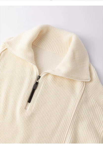 BC-307 In Stock Luxury Turn Collar Half Zipper 100% Wool Clothes Women Sweater Knit Sweater Woman Pullover Sweater