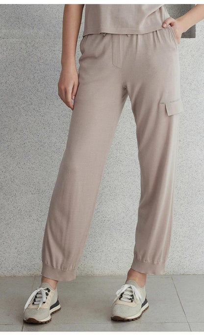 BC-15 boutique BC womens clothing long steight pants for women merino wool silk trousers for ladies